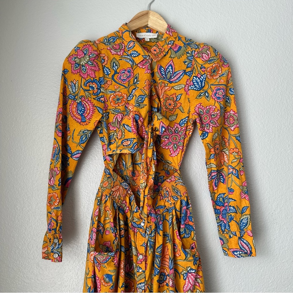 House of Harlow 1960 Cheyna Orange Floral Dress Front Tie open front midi XS - Picture 4 of 16